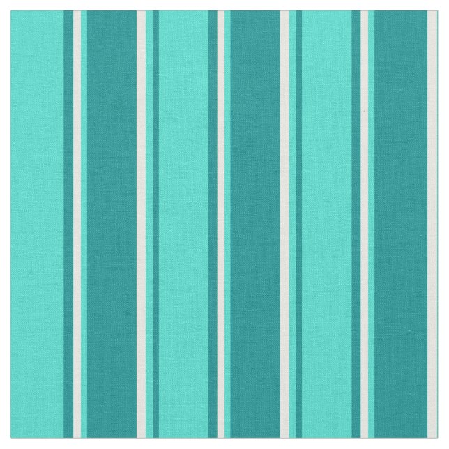 Mörk Cyan, turkos och Mint Cream Mönster Tyg (Närbild)