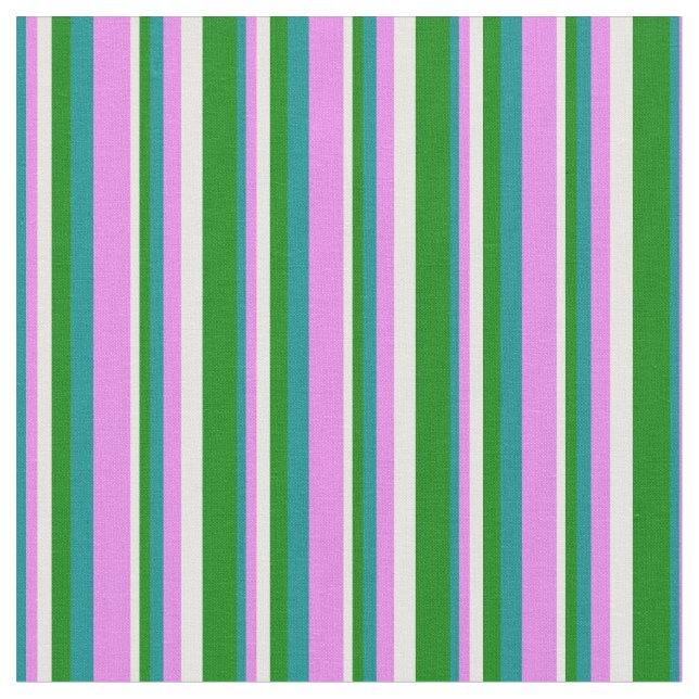 Mörk Cyan, Violet, White och Grönt Mönster Tyg (Närbild)
