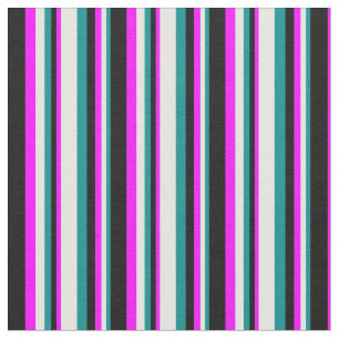 Mörk Cyan, Vit, Fuchsia och Svarta Mönster Tyg