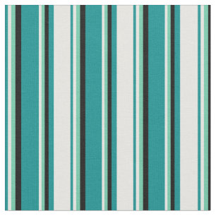 Mörk Cyan, White, Aquamarine & Black Linjer Tyg