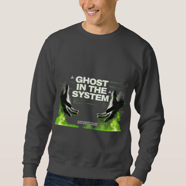Mörk Cyberpunk Glitch Hacker Tröja Lång Ärmad Tröja (Framsida)