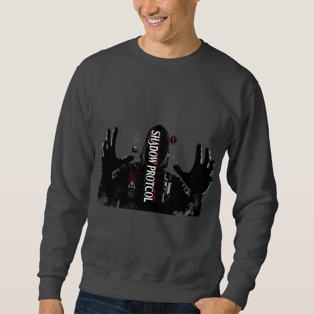 Mörk Cyberpunk-Hackare Techwear-tröja Lång Ärmad Tröja (Framsida)