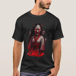 Mörk Cyberpunk Oni-Flicka T Shirt