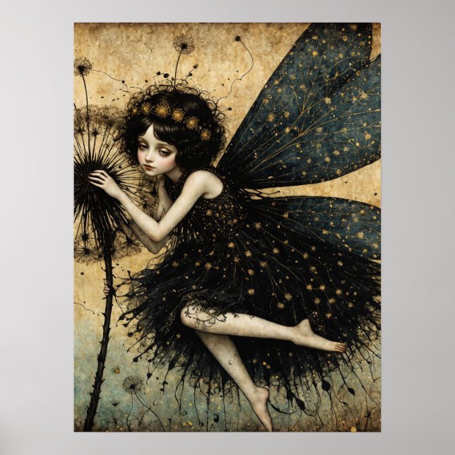 Mörk Dandelion Fairy Poster (Framsidan)