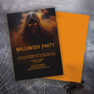 Mörk demon med orange-rök Halloween Inbjudningar
