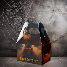 Mörk demon med orange rökhalloween presentaskar