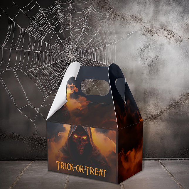 Mörk demon med orange rökhalloween presentaskar (Skapare uppladdad)