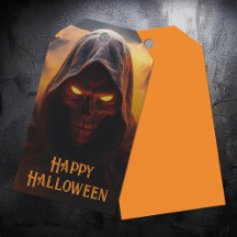Mörk demon med orange rökljus halloween