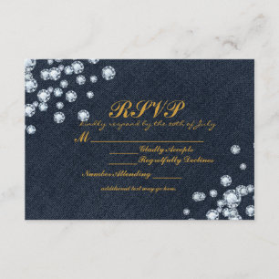 Mörk Denim & Diamonds födelsedagsfest RSVP-kort OSA Kort