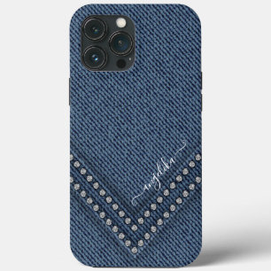 Mörk Denim med V-Shape Rhinestones