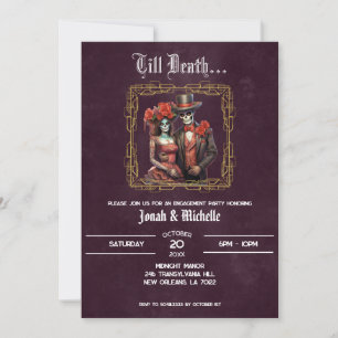Mörk Dia De Los Muertos Förlovningsfest Inbjudningar