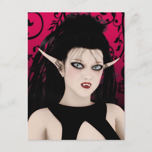 Mörk Diva Gothic Vampire Art-vykort Vykort (Framsida)