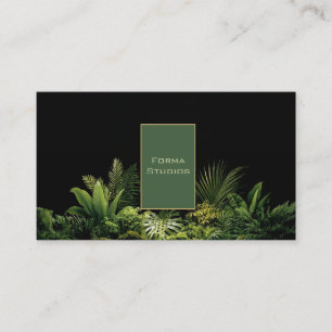 Mörk Djungel Tropisk Lövverk Minimalistisk Svart Visitkort