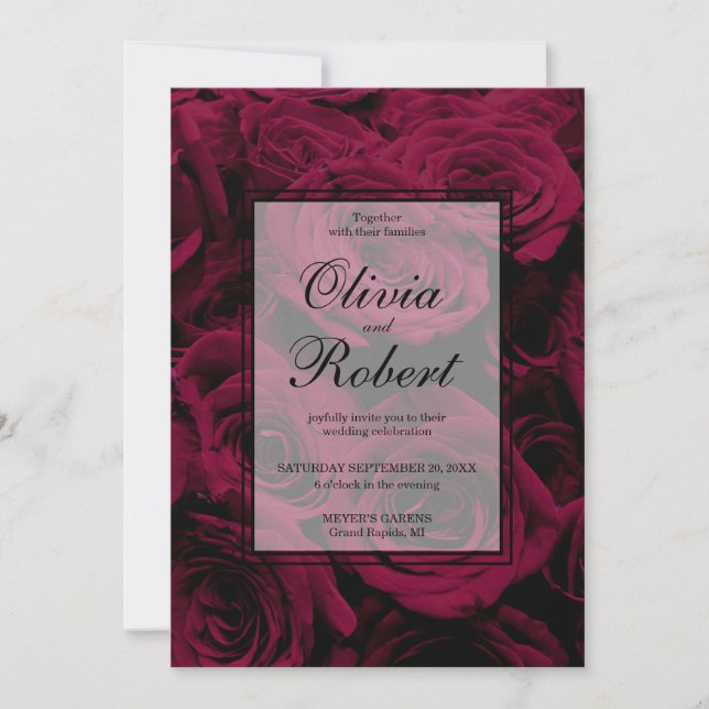 Mörk djupt röd magenta burgundy ro inbjudningar (Framsida)