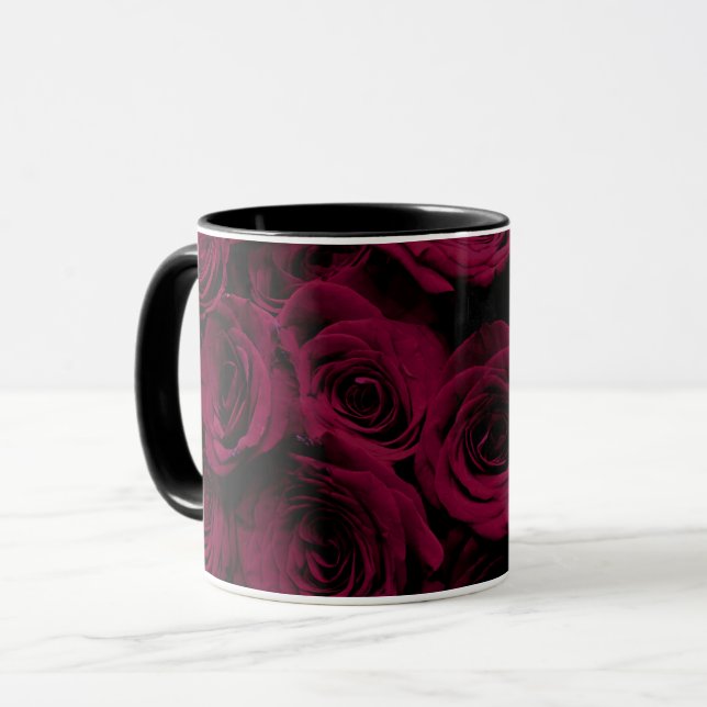 Mörk djupt röd magenta burgundy ro mugg (Framsida vänster)
