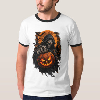 Mörk Dödens Skördeman Halloween – Dödskalle Pumpa T Shirt