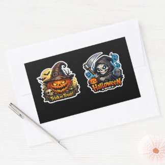 💀🎃 Mörk Dödsängel Halloween Rektangulärt Klistermärke