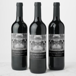 Mörk Döskallars Halloween Vinflaska Etikett