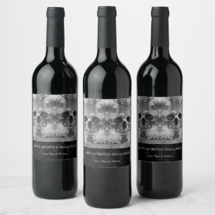 Mörk Döskallars Halloween Vinflaska Etikett