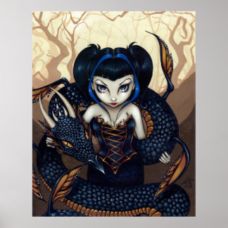 Mörk Dragon ART PRINT Gothic fantasy drake art Poster