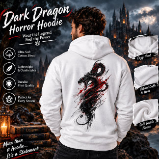 Mörk Drakhorror T-Shirt – Gotisk Röd & Svart Dr