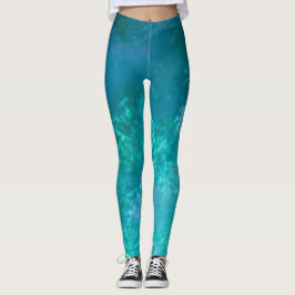 Mörk Dream-effekt målar pluttermoln Grönt Leggings