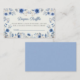 Mörk & Dusty Blue Wildblommor Diaper Raffle Biljet Tilläggskort