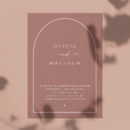 Mörk Dusty Ro Arch Bröllop | Romantiskt foto + QR Inbjudningar