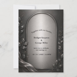 mörk, dyster Gunmetal Art Deco välvd bröllopsdekor Inbjudningar