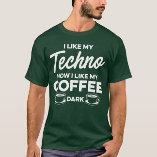 Mörk Echno Musik Kaffe present vänner T Shirt