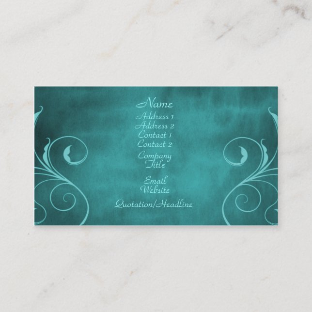 Mörk Elegance Affärskort, Teal Visitkort (Framsida)