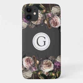 Mörk Elegance Blommigt Monogram iPhone