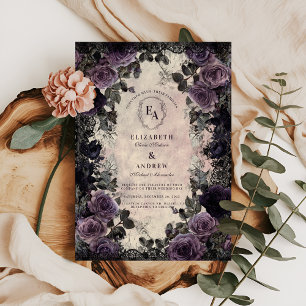 Mörk Elegance med Lila Ro & Snöre Inbjudningar