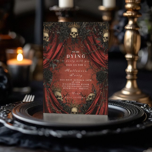 Mörk Elegance Red Curtain Halloween Gathering Inbjudningar (Skapare uppladdad)