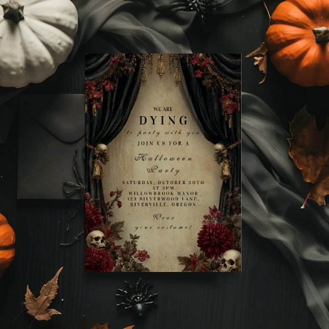 Mörk Elegans Dödskalle och Draperi Halloween Inbjudningar (Skapare uppladdad)
