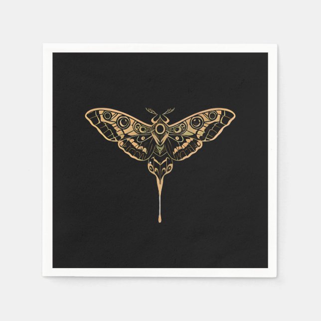 Mörk Elegans-Svart & Guld Pappersservett (Framsidan)