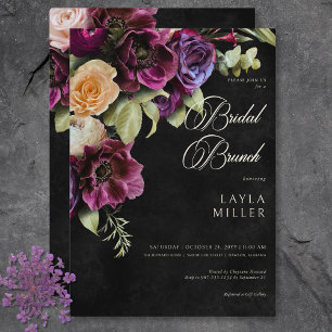 Mörk Elegant Black Dramatic Blommigt Möhippa Inbjudningar