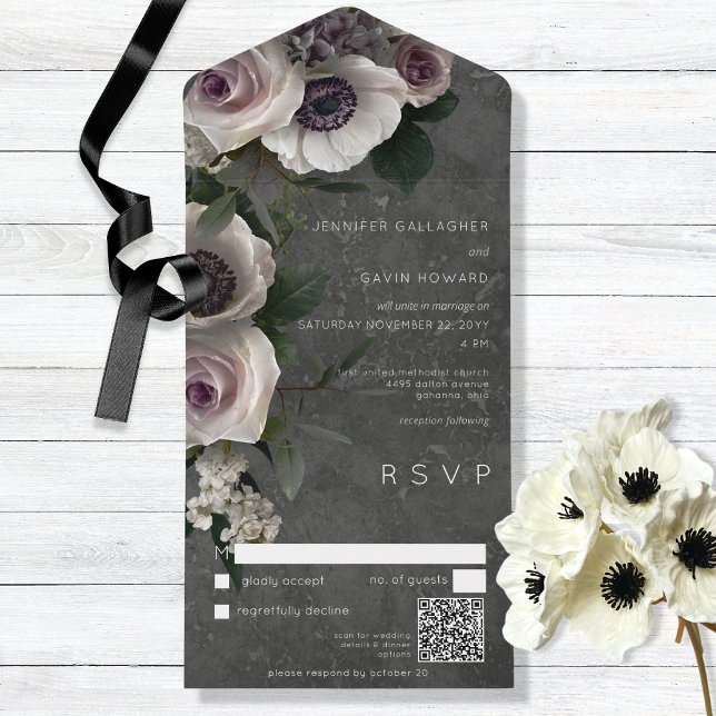 Mörk Elegant Blommigt för träkol Modern QR-kod (Skapare uppladdad)