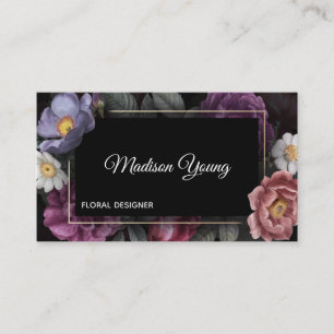Mörk elegant blommigt visitkort