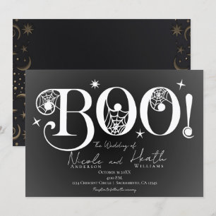 Mörk Elegant BOO Svart Vit Halloween Bröllop I Inbjudningar