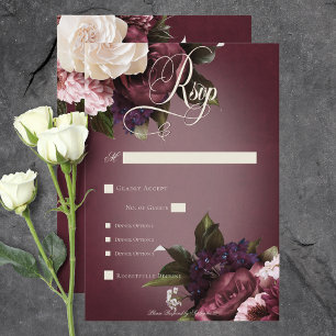 Mörk Elegant Burgundy & Cream Oskärpa, Blommigt - OSA Kort