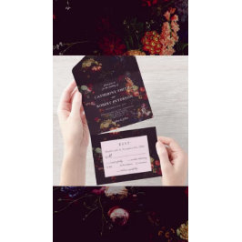 Mörk Elegant Burgundy Moody Blommig Foto Spara Datumet