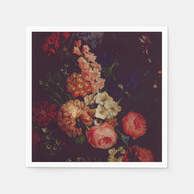 Mörk Elegant Burgundy Moody Blommigt Pappersservett (Framsidan)