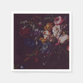 Mörk Elegant Burgundy Moody Blommigt Pappersservett