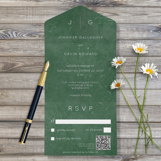 Mörk Elegant Emerald Grönt Minimal Modern QR (Skapare uppladdad)