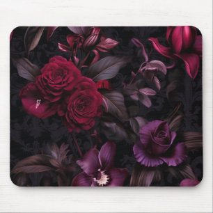Mörk Elegant för Moody Blommigt, svart & Burgundy Musmatta