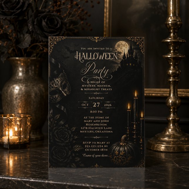 Mörk Elegant Goth Halloween-fest Invitation | Inbjudningar (Skapare uppladdad)