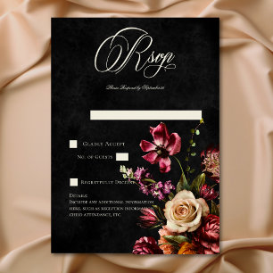 Mörk Elegant HöstBlommigt Bröllop QR-kod för OSA Kort