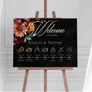 Mörk Elegant HöstBlommigten Bröllop Händelsekurva Poster