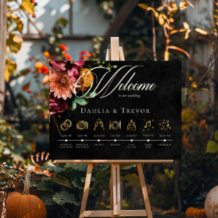 Mörk Elegant HöstBlommigten Bröllop Händelsekurva Poster